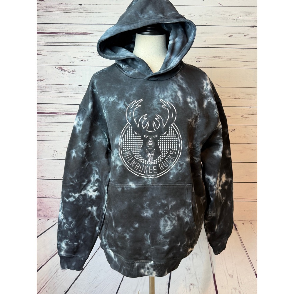 The Wild Collective Milwaukee Bucks Hoodie Large Tie Dye Rhinestone Mens NBA